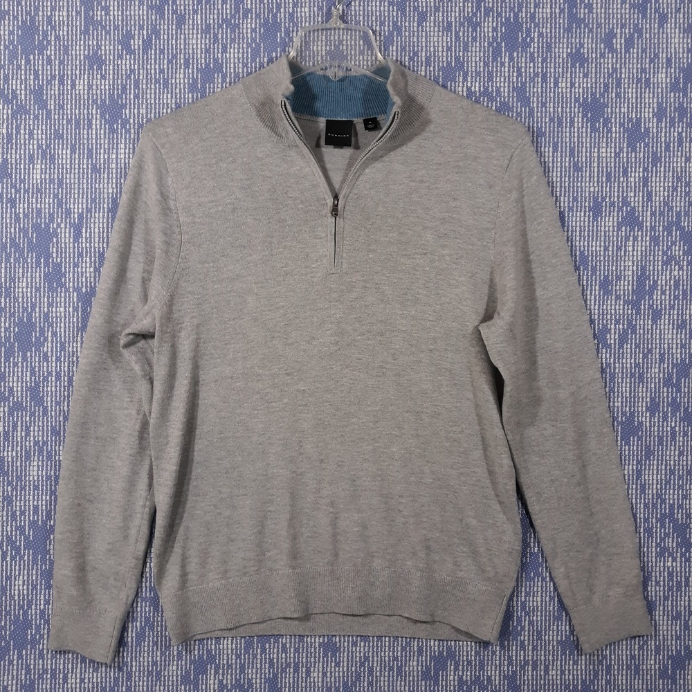 Dunning Merino Wool Blend Sweater Mens Medium Pullover Gray 1/4 Zip Golf Preppy